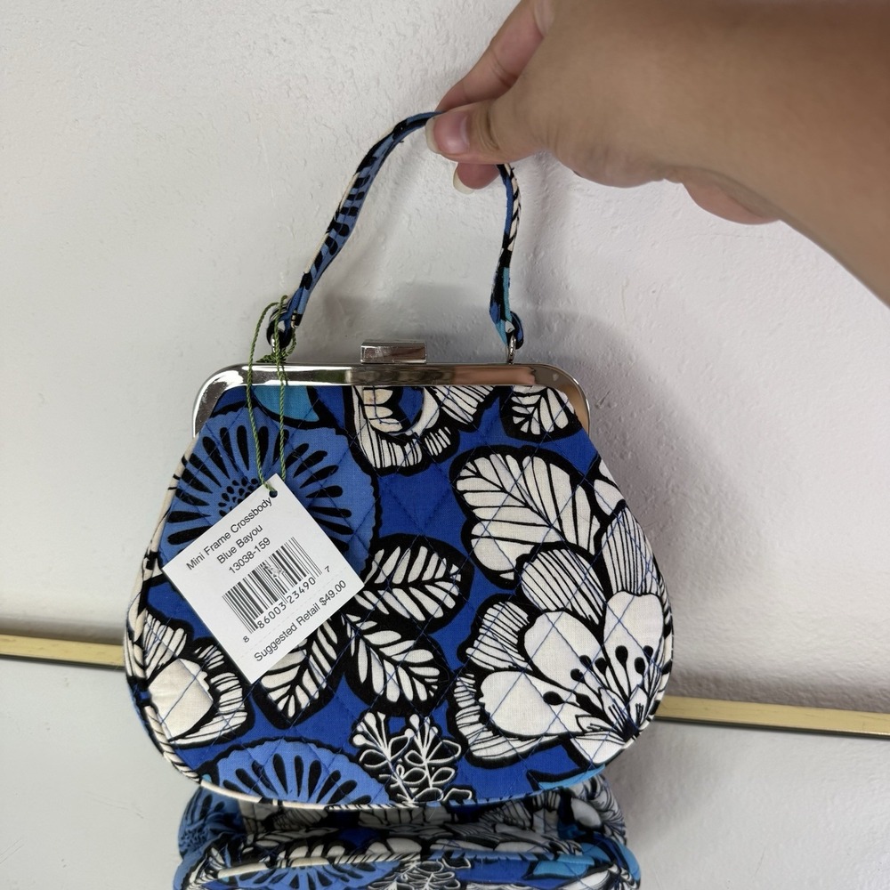 NEW VERA BRADLEY Blue Bayou Snap On kiss lock, Purse, Crossbody Removable Strap - Picture 13 of 16